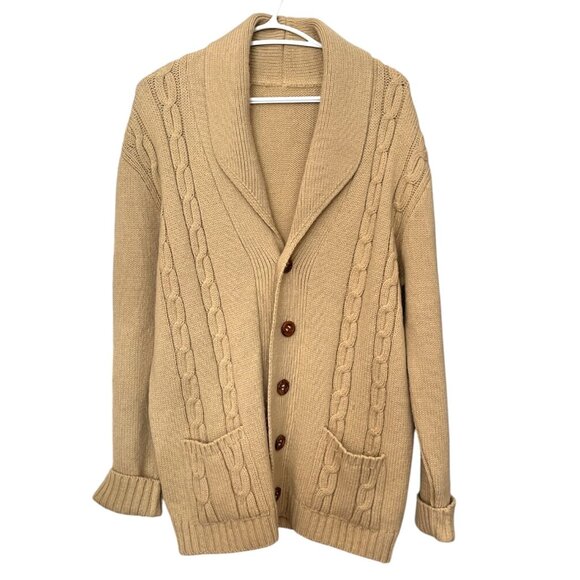 Norma Della Italian Shawl Collar Wool Blend Knit Cardigan Fishermancore Men's M - Picture 1 of 8